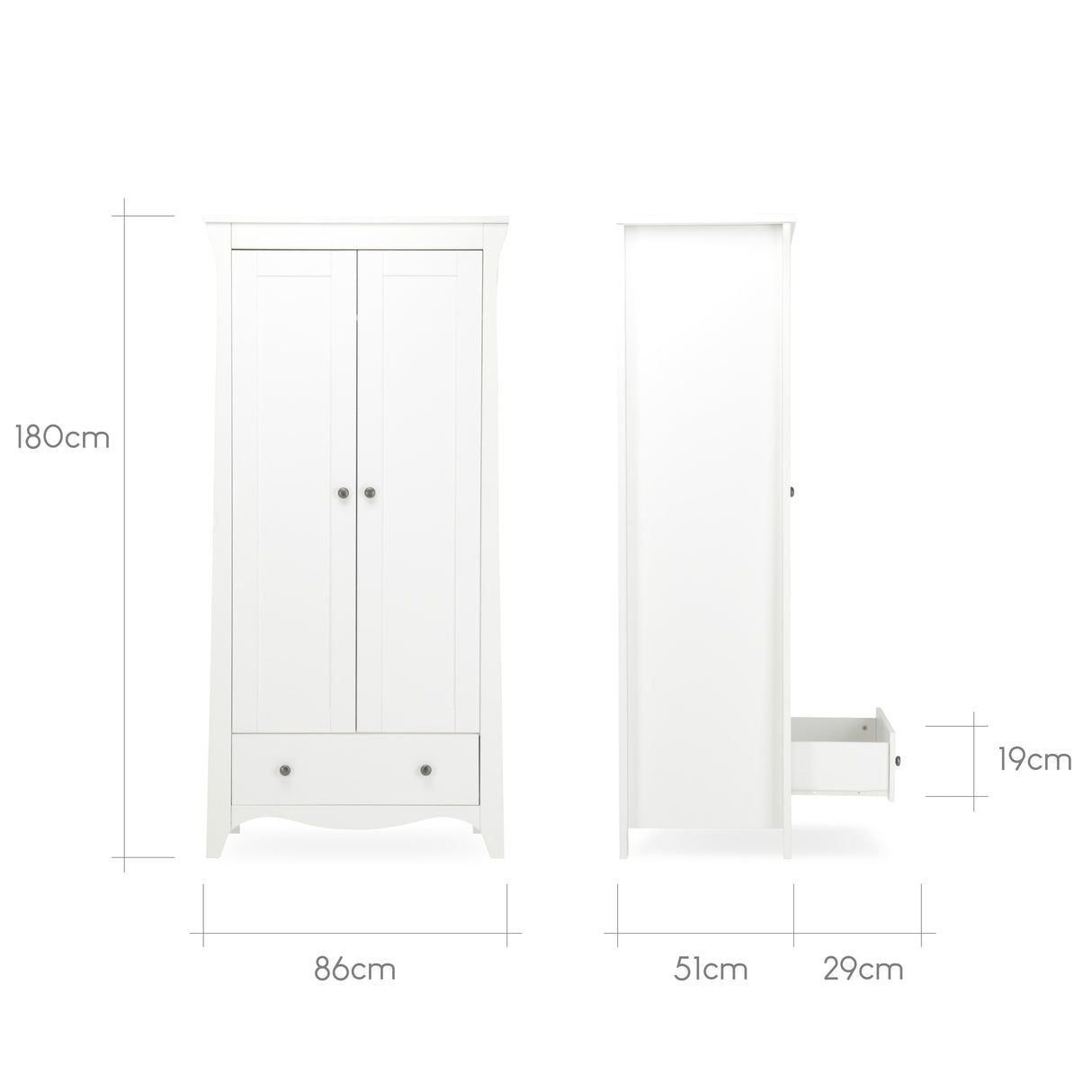 Cuddleco Clara Double Nursery Wardrobe - White