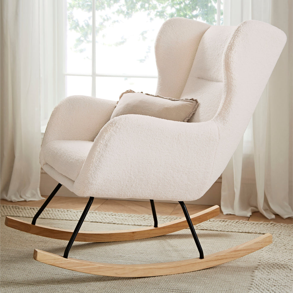 CuddleCo Marley Nursing Chair & Footstool - Teddy Light Beige
