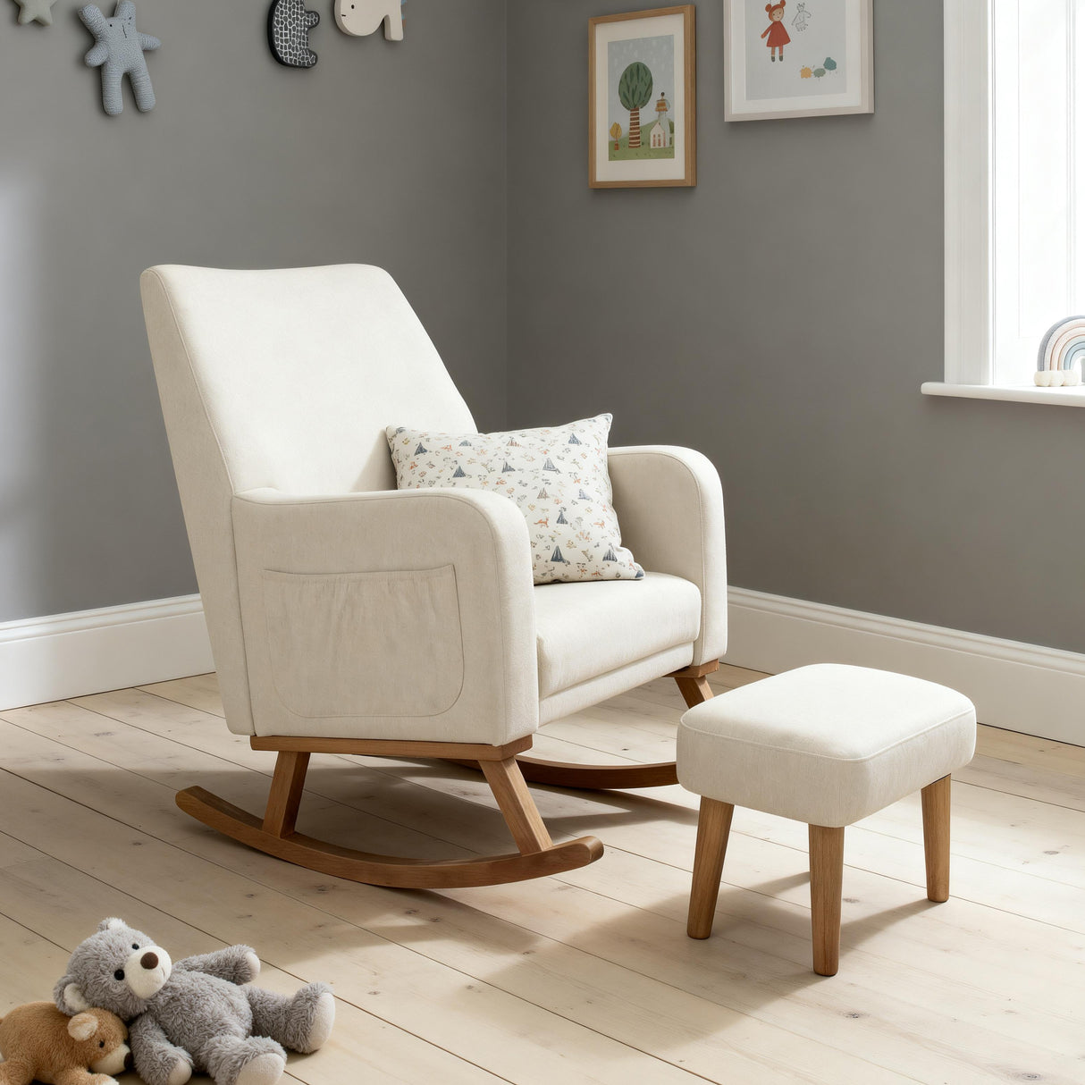 Babymore Callie Nursing Chair with Foot Stool - Ivory