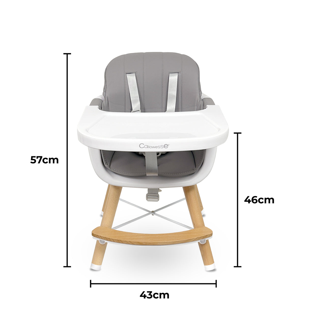 Callowesse Elata 3-In-1 Scandi Wooden Highchair – Grey