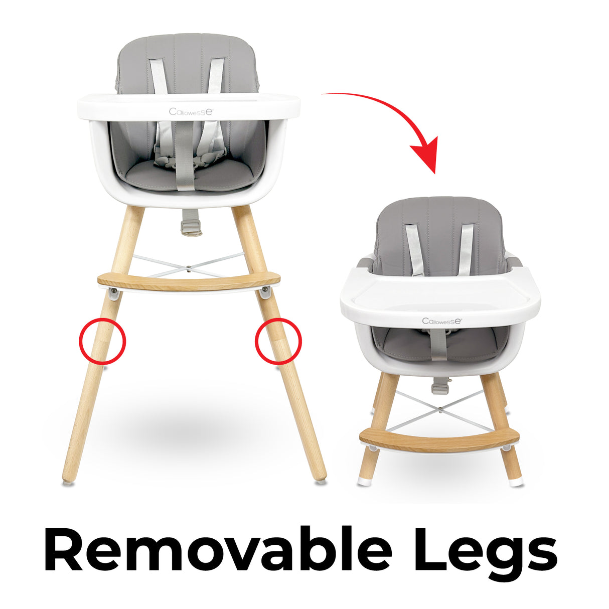 Callowesse Elata 3-In-1 Scandi Wooden Highchair – Grey