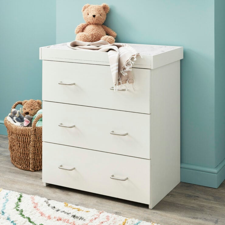 Babymore Caro Chest Changer / Dresser - White Wash
