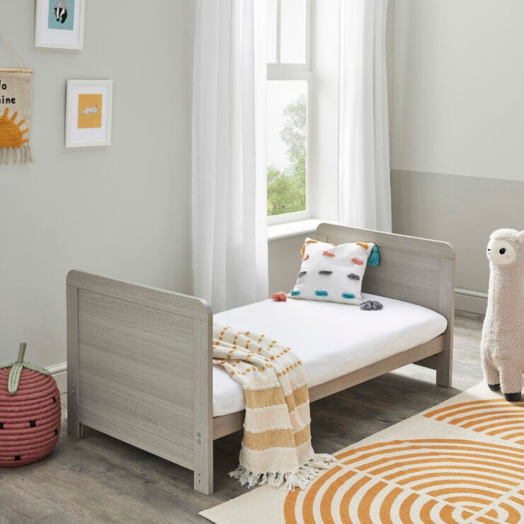 Babymore Caro 2 Piece Nursery Furniture Set with Cot Bed & Dresser - Grey Wash