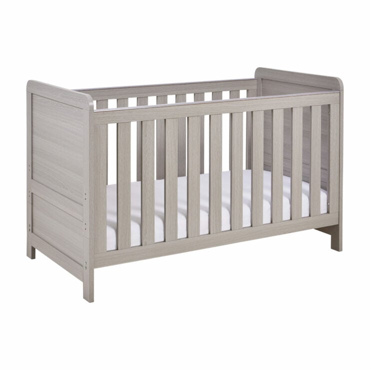Babymore Caro 2 Piece Nursery Furniture Set with Cot Bed & Dresser - Grey Wash