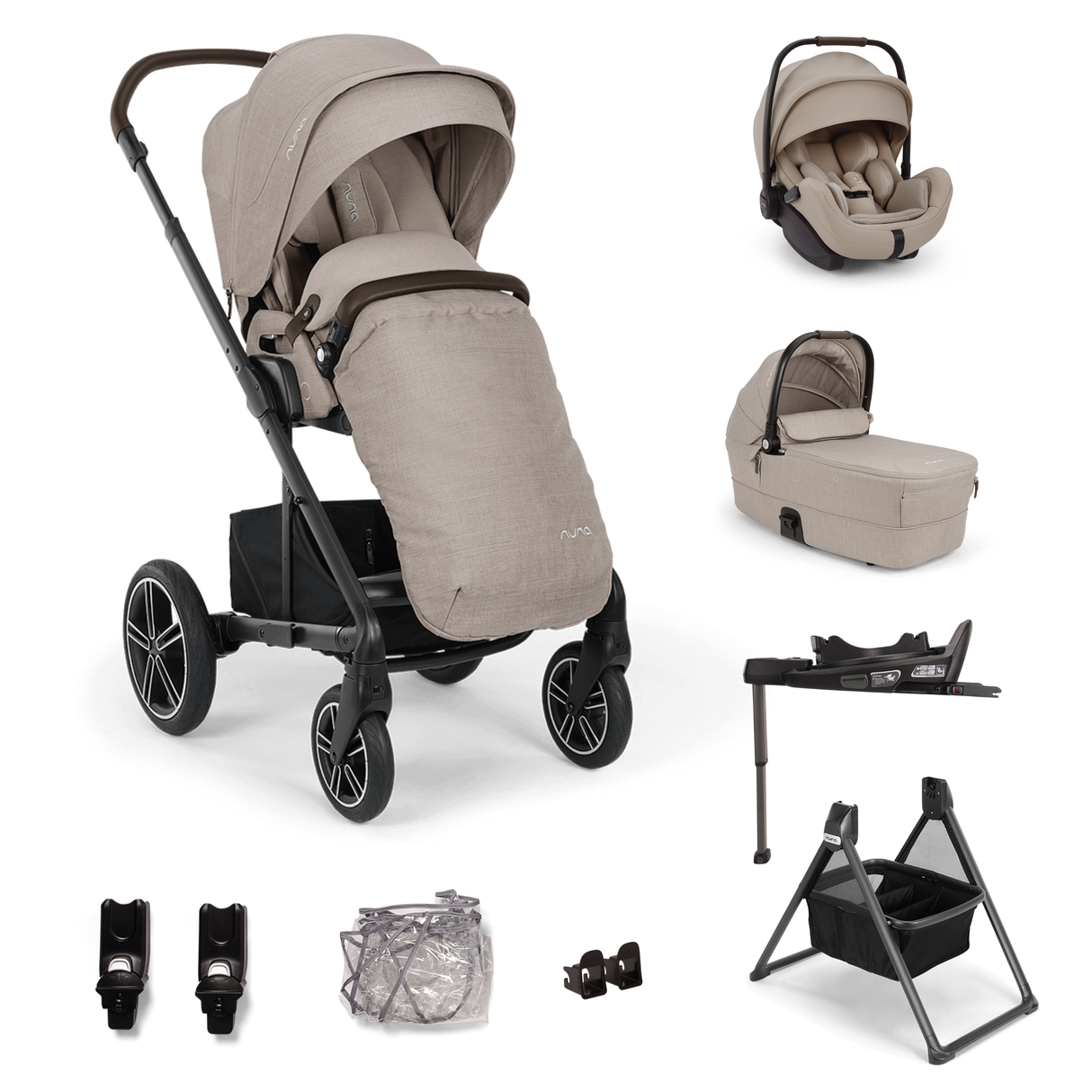 Nuna Mixx Next Travel System with ARRA Flex Car Seat, Curv ISOFIX Base & Stand - Chateau