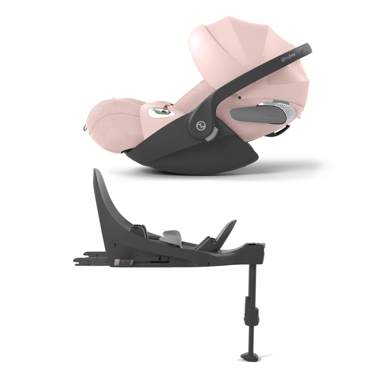 Cybex Priam Travel System with Accessories, Cloud T Car Seat & ISOFIX Base - Peach Pink / Chrome Brown Frame