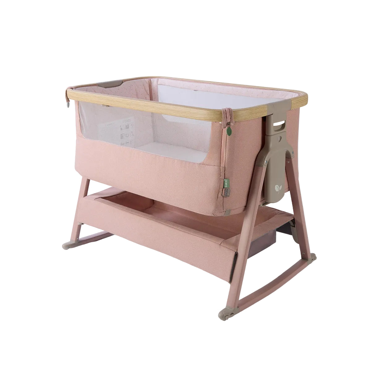 Tutti Bambini Cozee Air 2 Bedside Crib - Drifted Oak & Blush