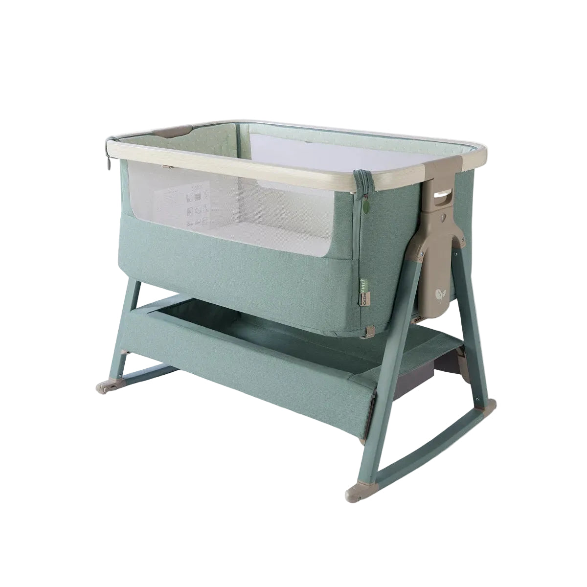 Tutti BambiniCozee Air 2 Bedside Crib - Whitewash & Kelp