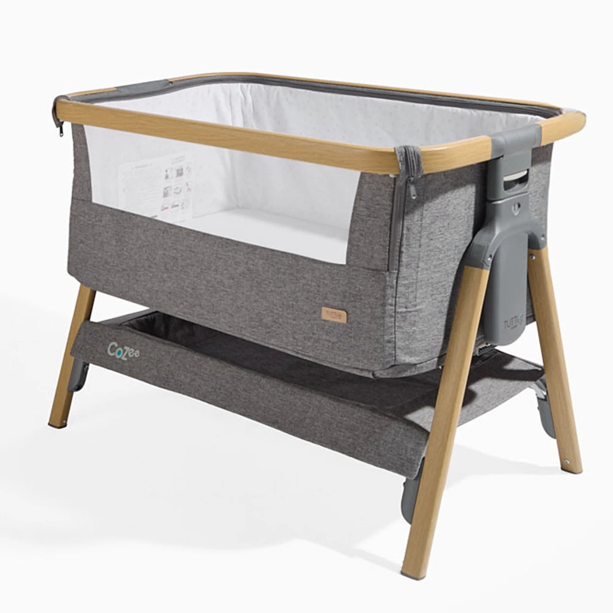 Tutti Bambini Cozee Air Bedside Crib - Oak & Charcoal