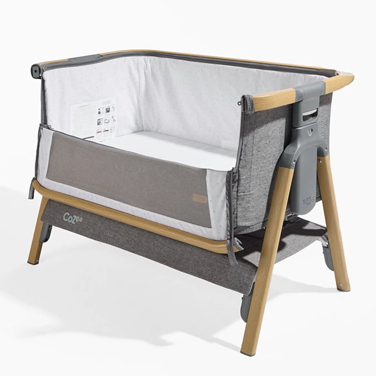 Tutti Bambini Cozee Bedside Crib - Oak & Charcoal