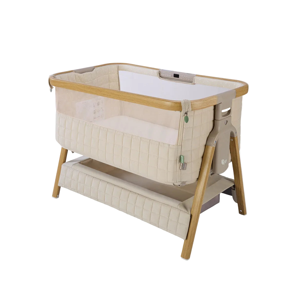 Tutti Bambini Cozee Sense Bedside Crib - Toasted Oak & Sand