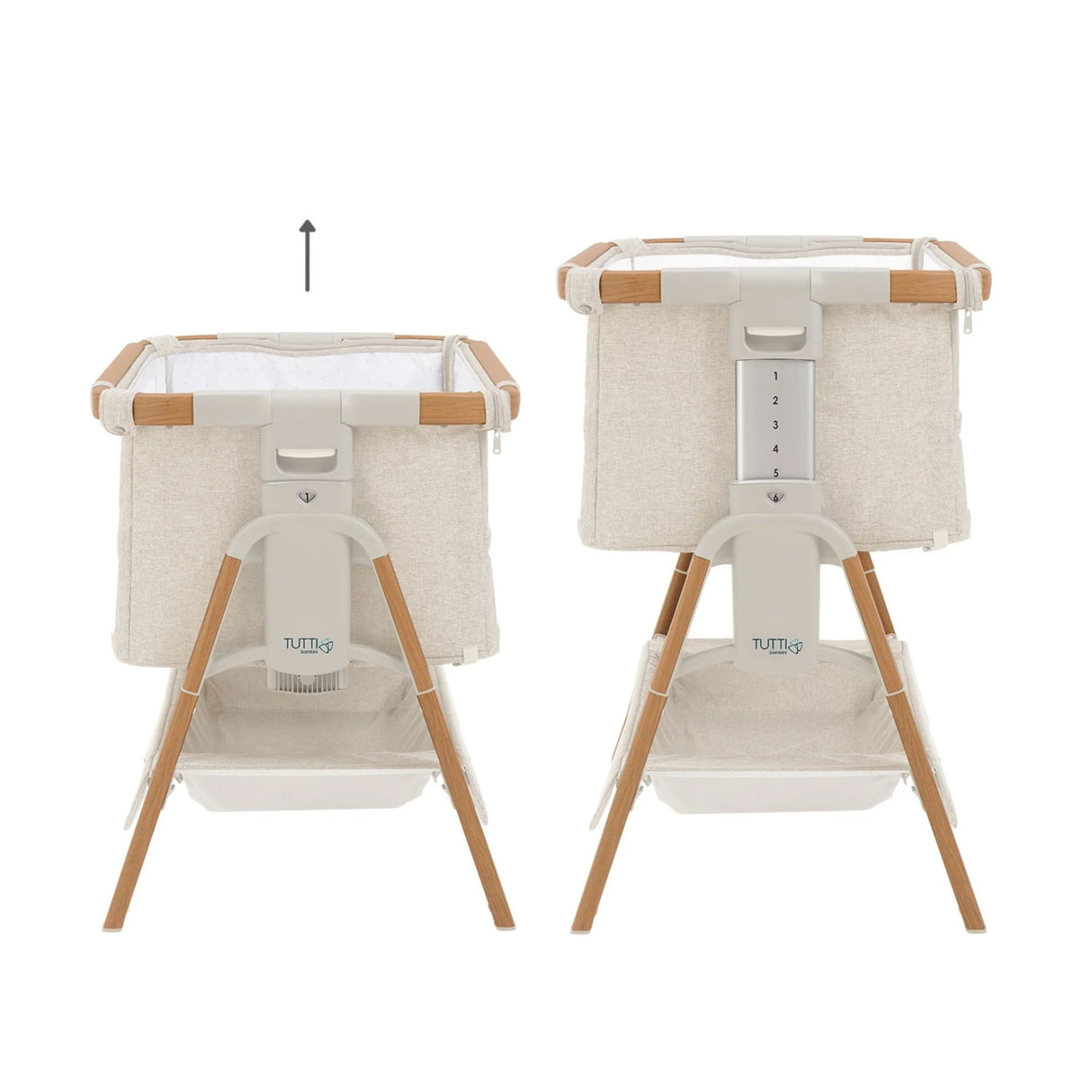 Tutti Bambini Cozee XL Bedside Crib & Cot - Scandinavian Walnut & Ecru