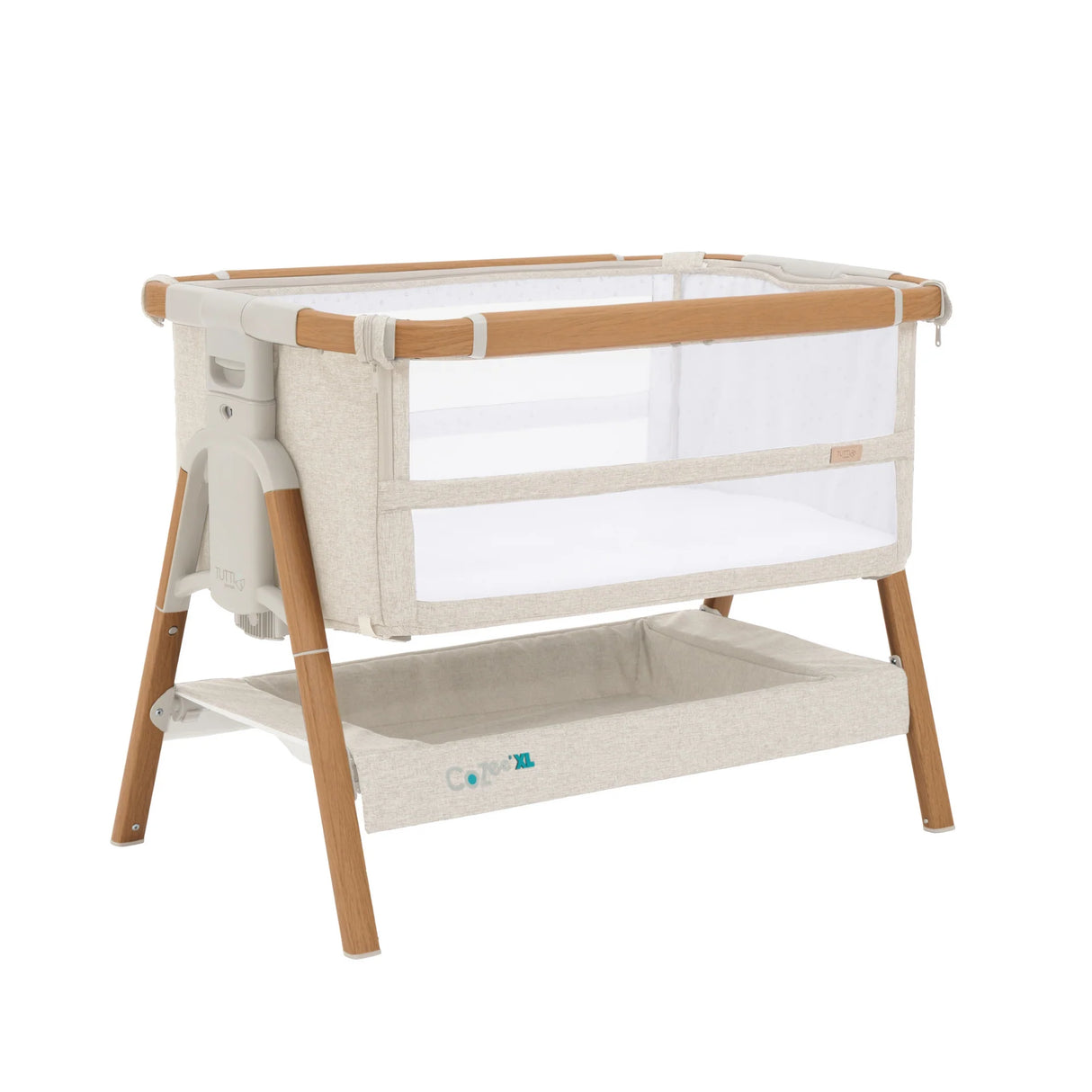 Tutti Bambini Cozee XL Bedside Crib & Cot - Scandinavian Walnut & Ecru