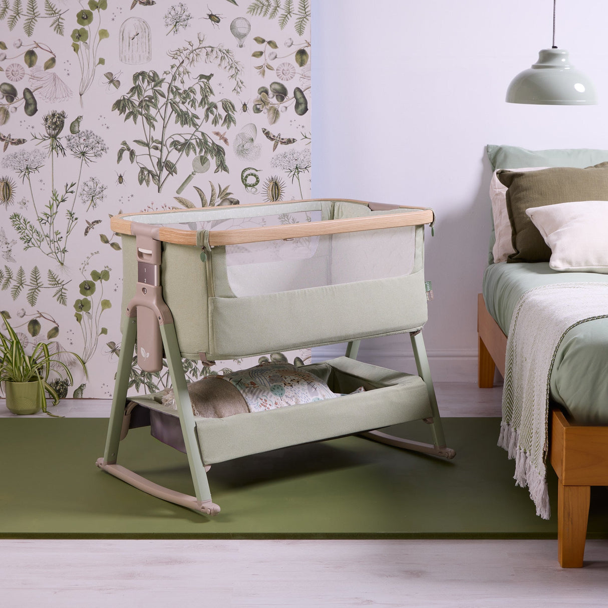 Tutti BambiniCozee Air 2 Bedside Crib - Drifted Oak & Eucalyptus