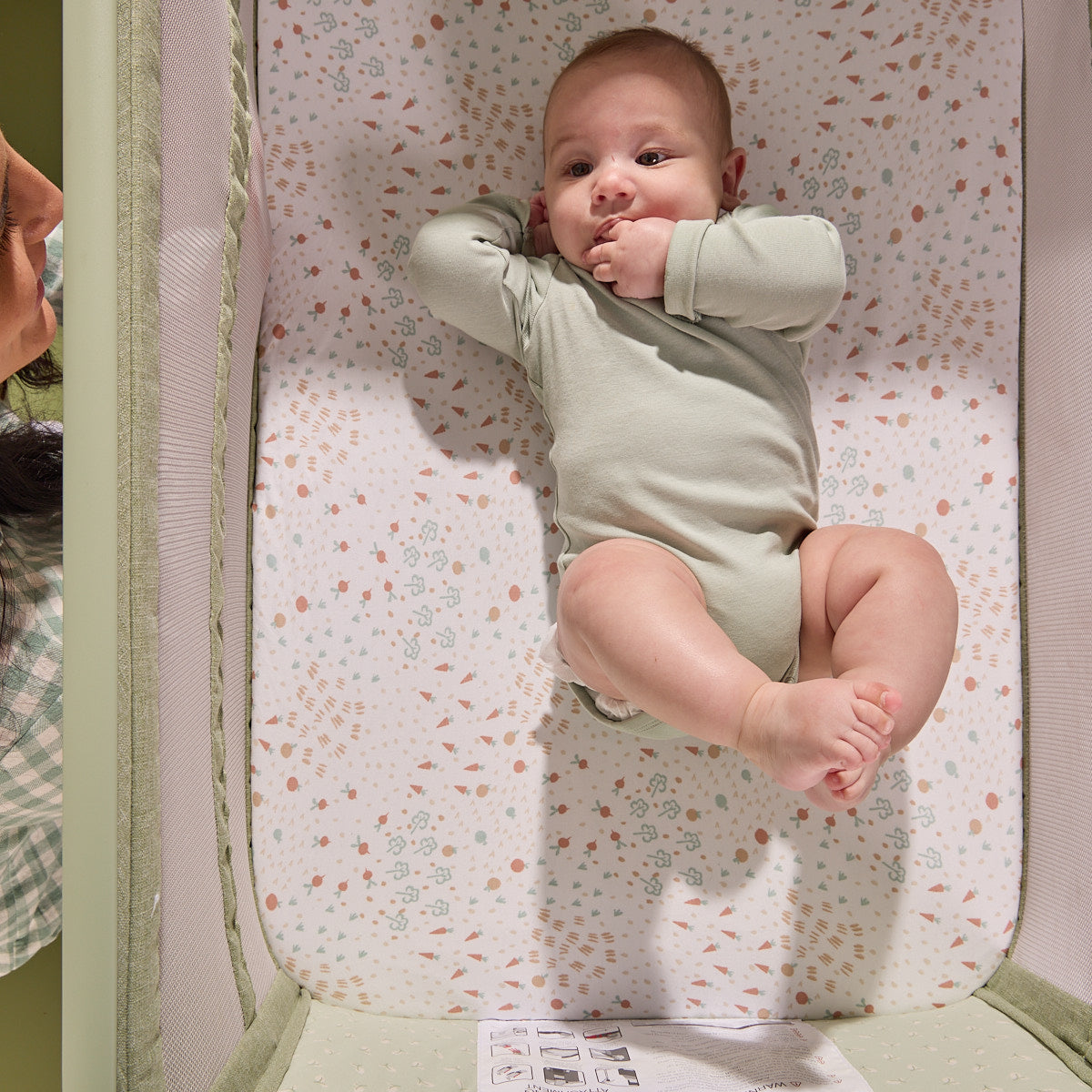 Tutti Bambini Cozee Zen Bedside Crib - Eucalyptus