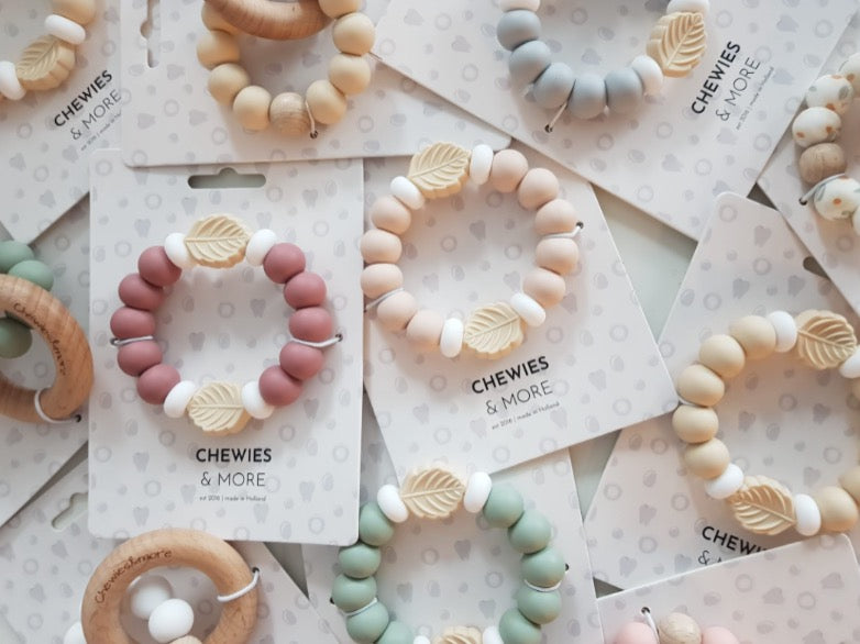 Chewies Silicone Leaf Teething Bangle - Sage