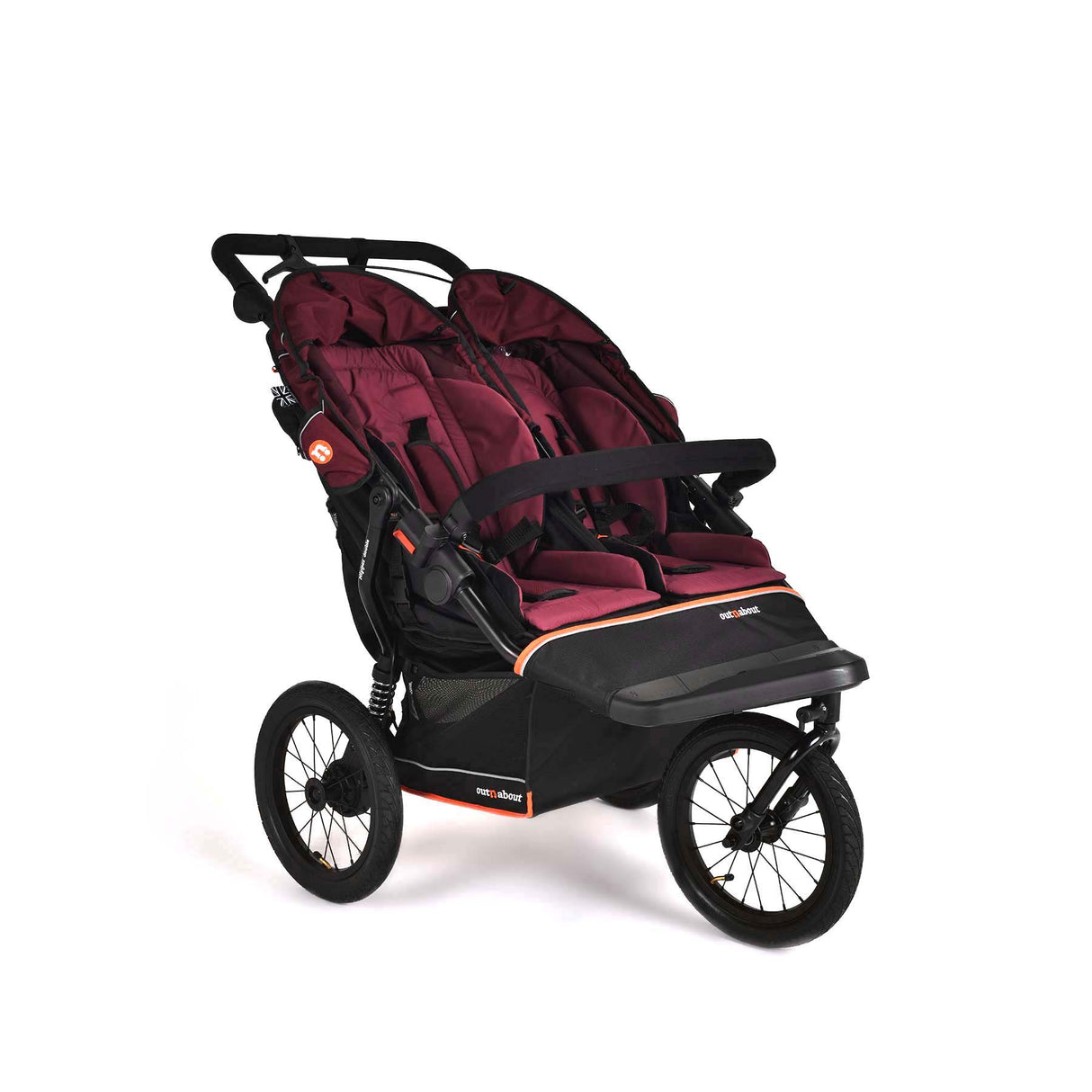 Out n About Nipper V6 Plus Double Pushchair - Brambleberry Red