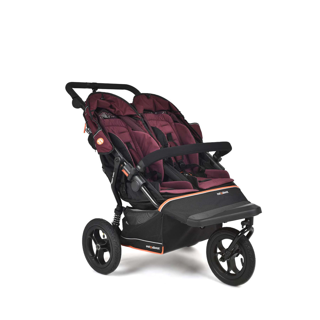 Out n About Nipper V6 Double Pushchair - Brambleberry Red