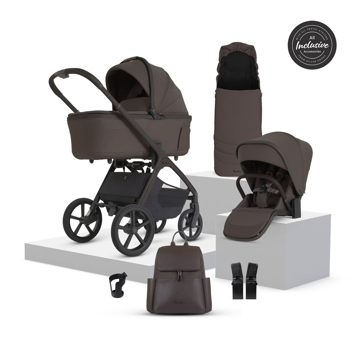 Silver Cross Cove 2 Pushchair Bundle with Accessories - Chocolate