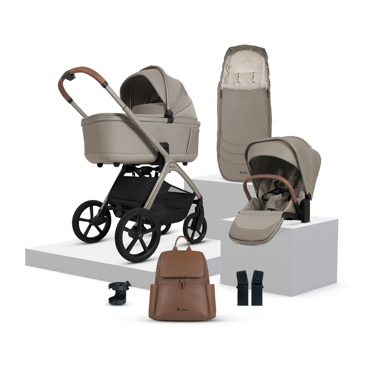 Silver Cross Cove Travel System with Maxi-Cosi Pebble 360 Pro2 & FamilyFix 360 Pro Base – Champagne