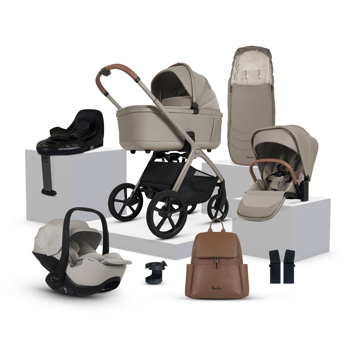 Silver Cross Cove Ultimate Travel System with Glide Plus 360 and ISOFIX Base - Champagne