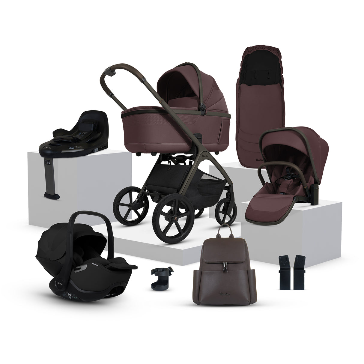 Silver Cross Cove Ultimate Travel System with Glide Plus 360 and ISOFIX Base - Damson