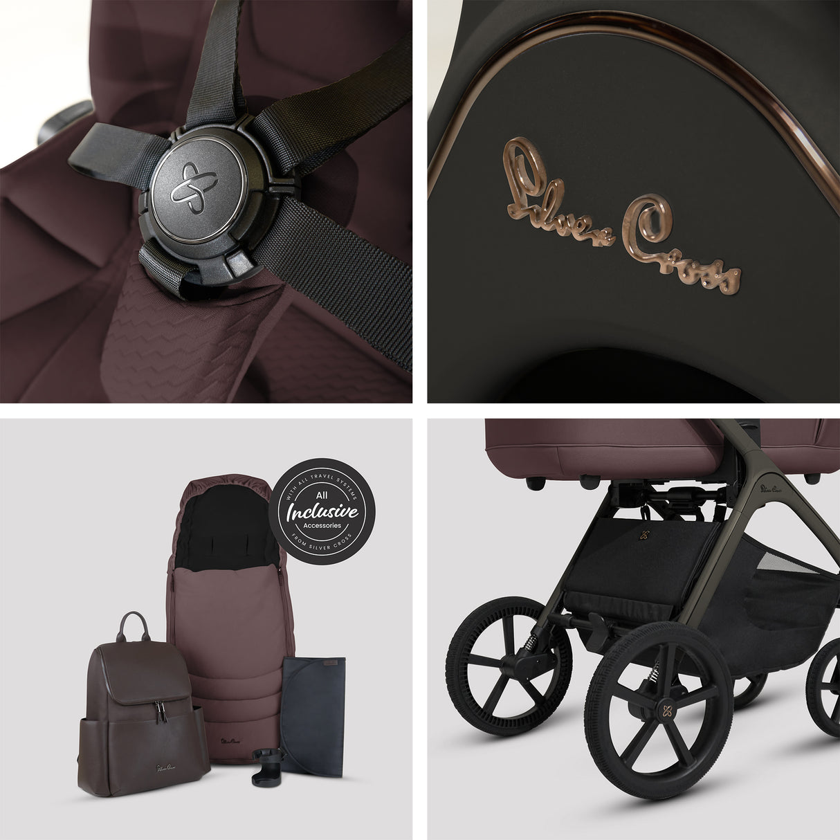 Silver Cross Cove Ultimate Travel System with Glide Plus 360 and ISOFIX Base - Damson