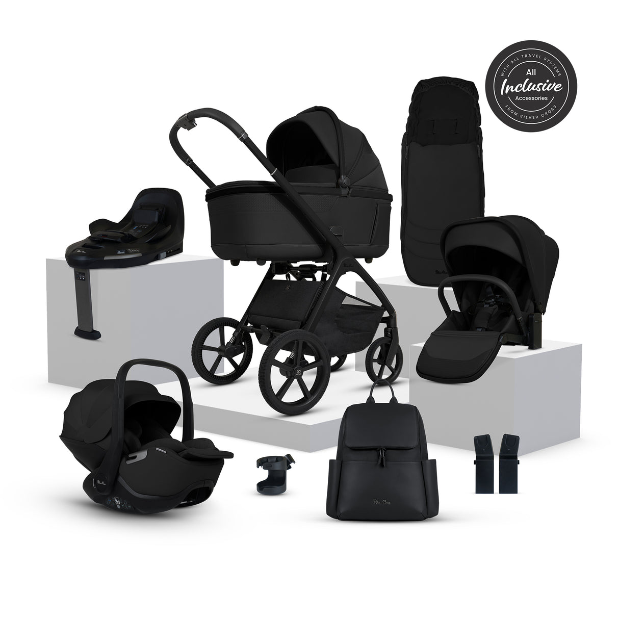 Silver Cross Cove Ultimate Travel System with Glide Plus 360 and ISOFIX Base - Onyx