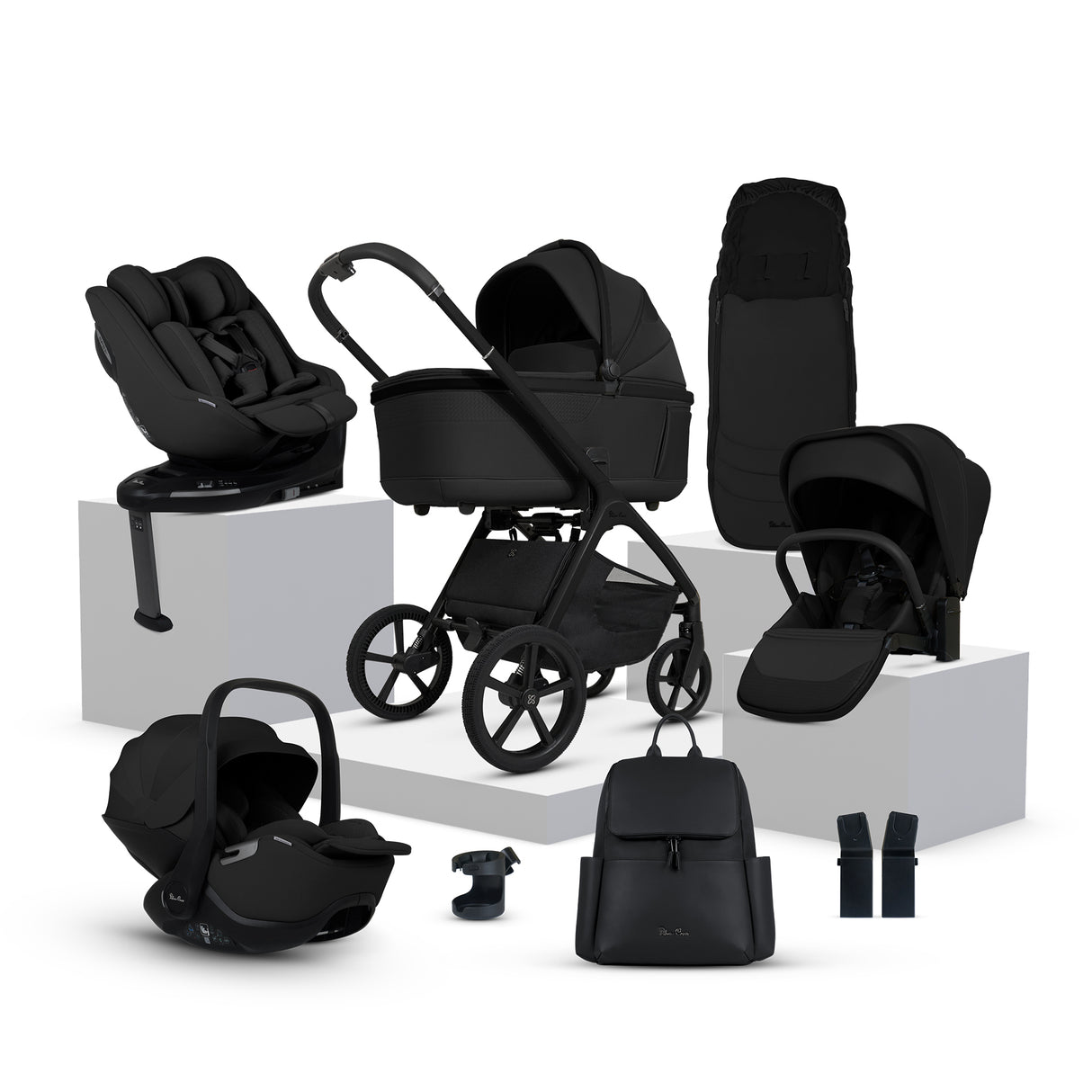 Silver Cross Cove Ultimate Family Travel System with Glide Plus 360, Approach Plus 360 Car Seat and ISOFIX Base - Onyx
