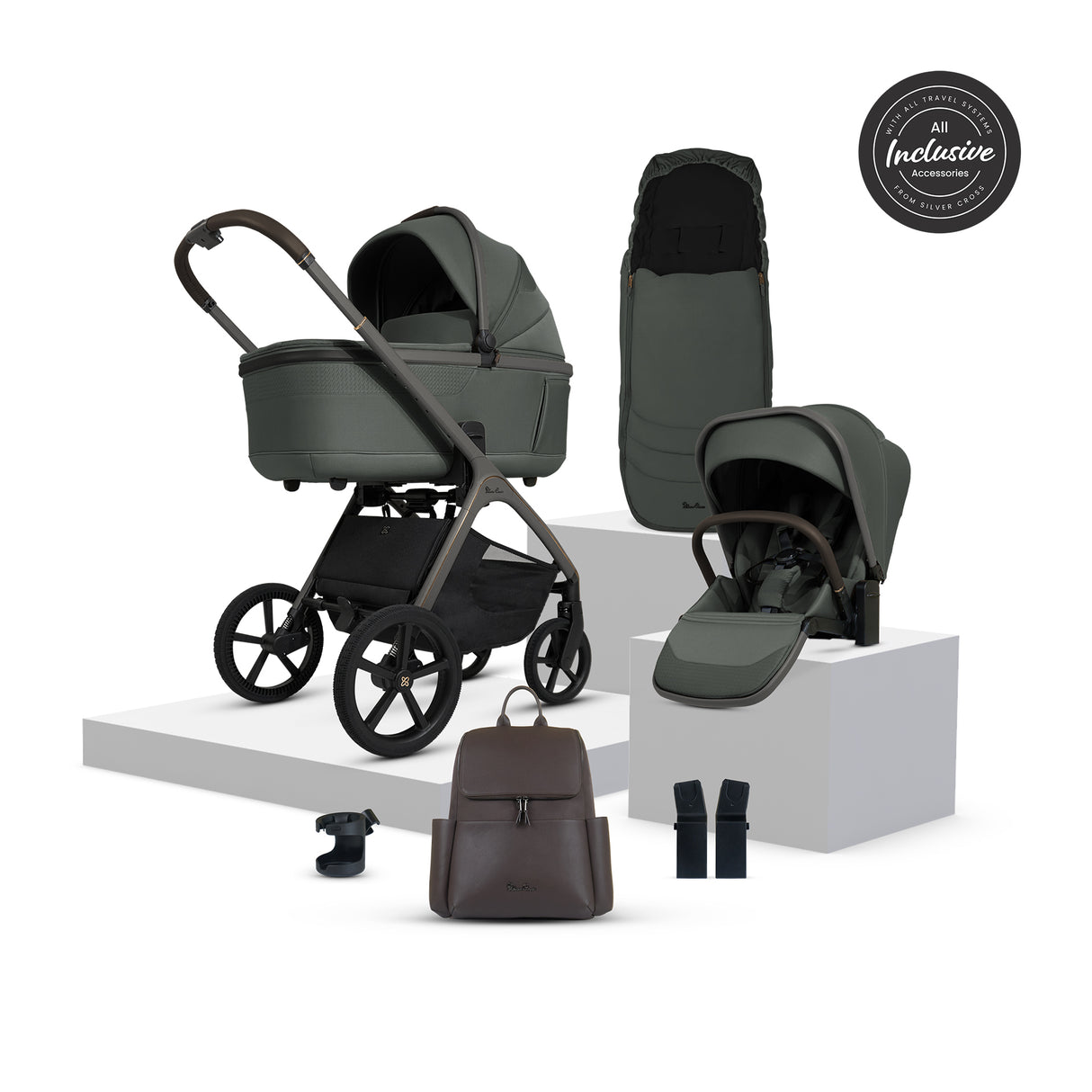 Silver Cross Cove Travel System with Maxi-Cosi Pebble 360 Pro2 & FamilyFix 360 Pro Base – Pewter