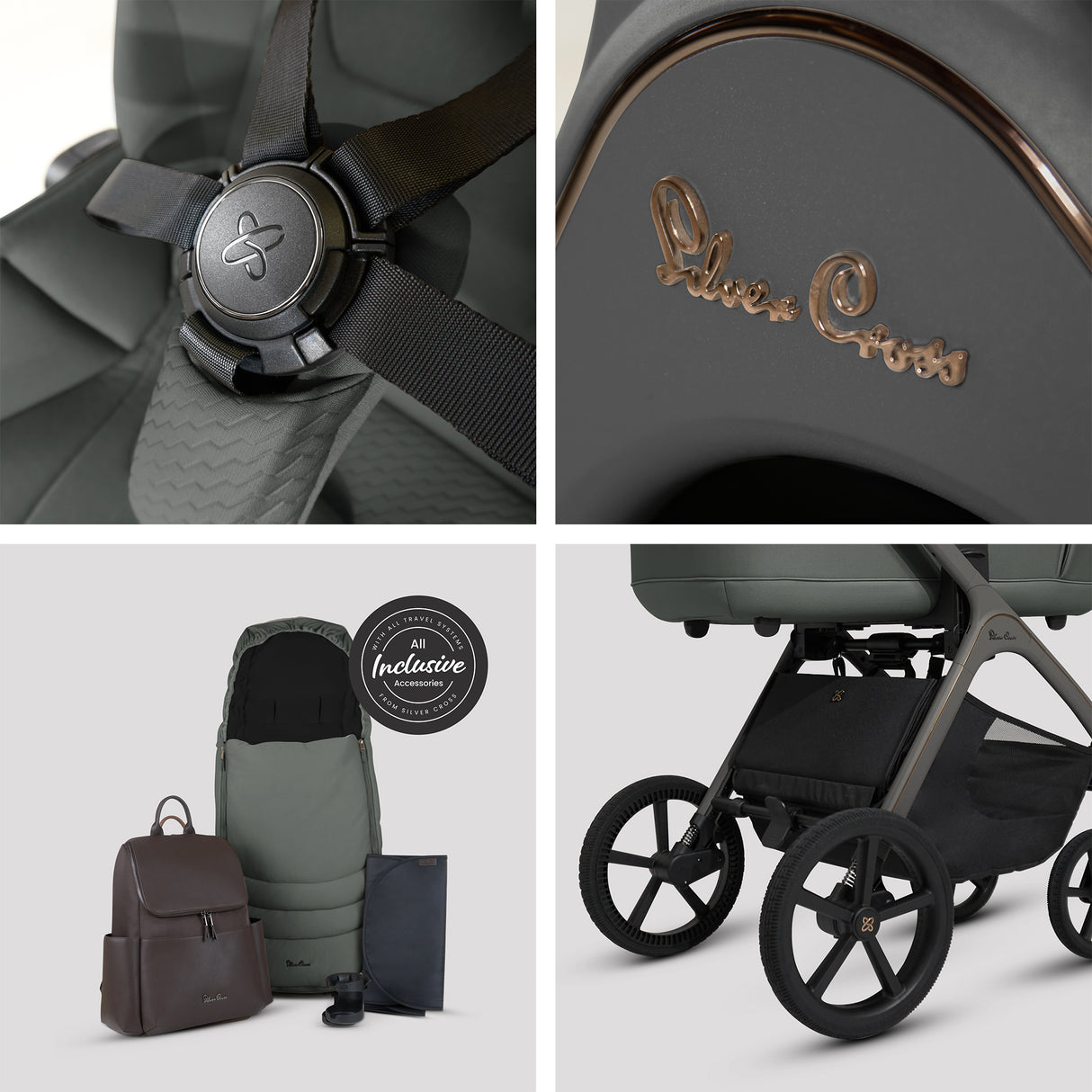 Silver Cross Cove Travel System with Maxi-Cosi Pebble 360 Pro2 & FamilyFix 360 Pro Base – Pewter