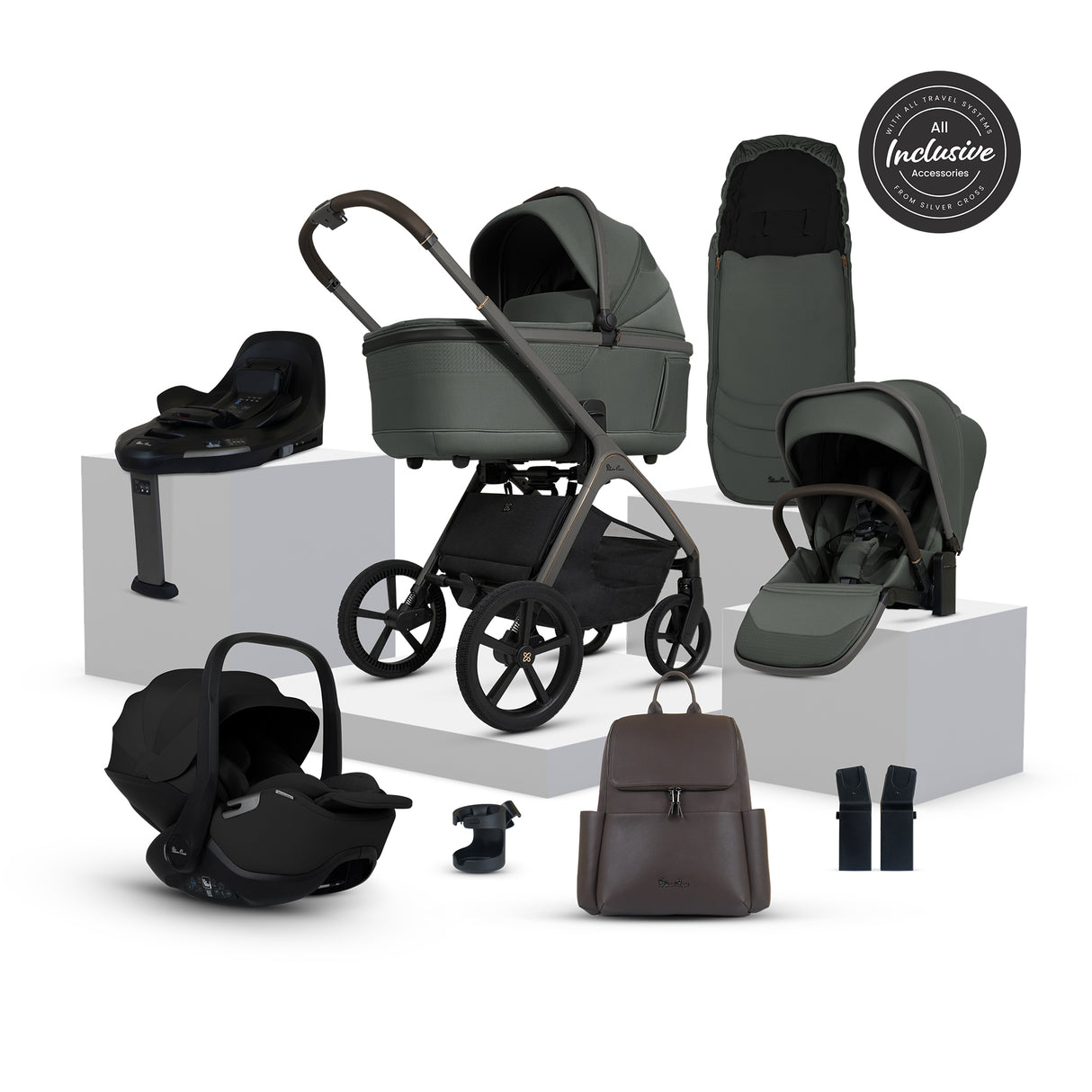 Silver Cross Cove Ultimate Travel System with Glide Plus 360 and ISOFIX Base - Pewter