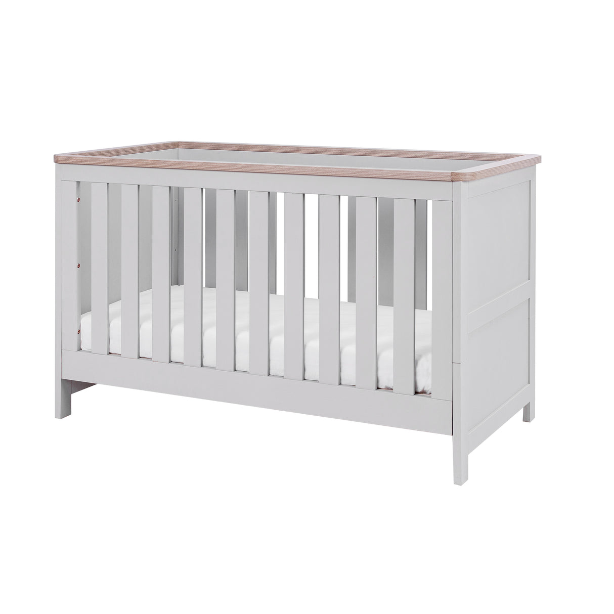 Tutti Bambini Verona 2 Piece Nursery Furniture Set with Cot Bed and Dresser - Dove Grey / Oak