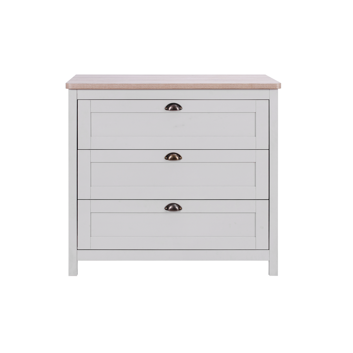 Tutti Bambini Verona 2 Piece Nursery Furniture Set with Cot Bed and Dresser - Dove Grey / Oak