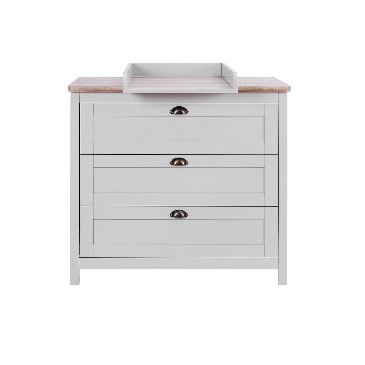 Tutti Bambini Verona 2 Piece Nursery Furniture Set with Cot Bed and Dresser - Dove Grey / Oak