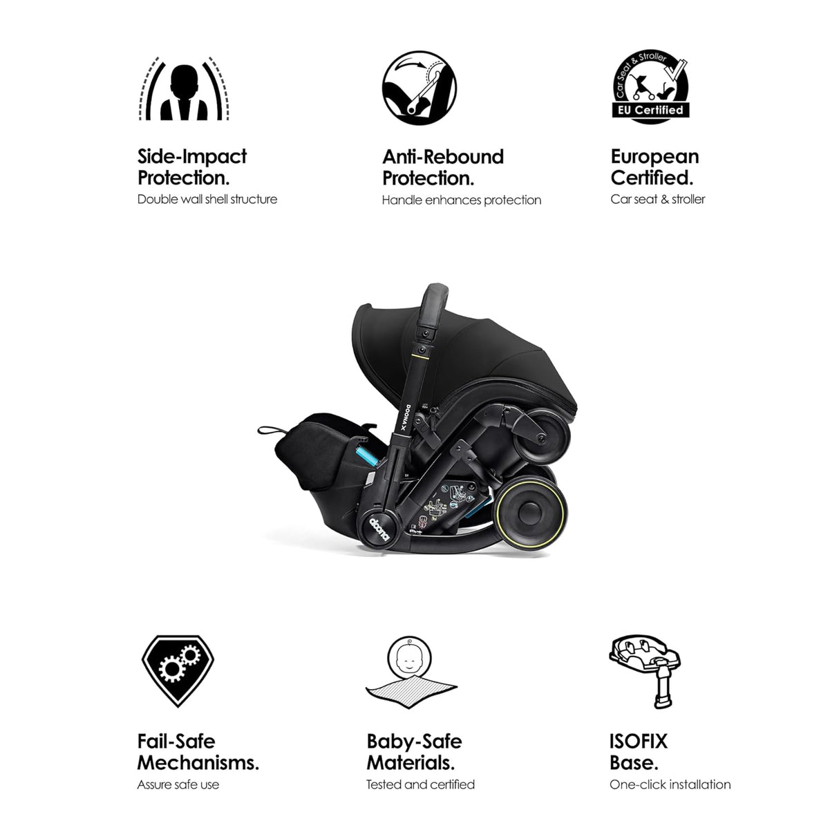 Doona X Reclining Infant Car Seat Stroller - Nitro Black
