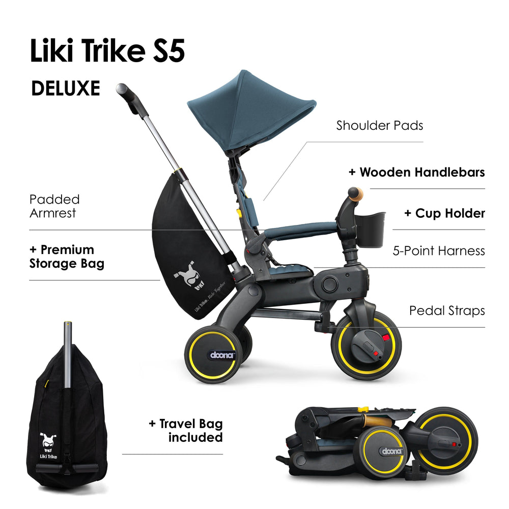 Doona Liki S5 Push Along 5-in-1 Trike / Bike - Ocean Blue