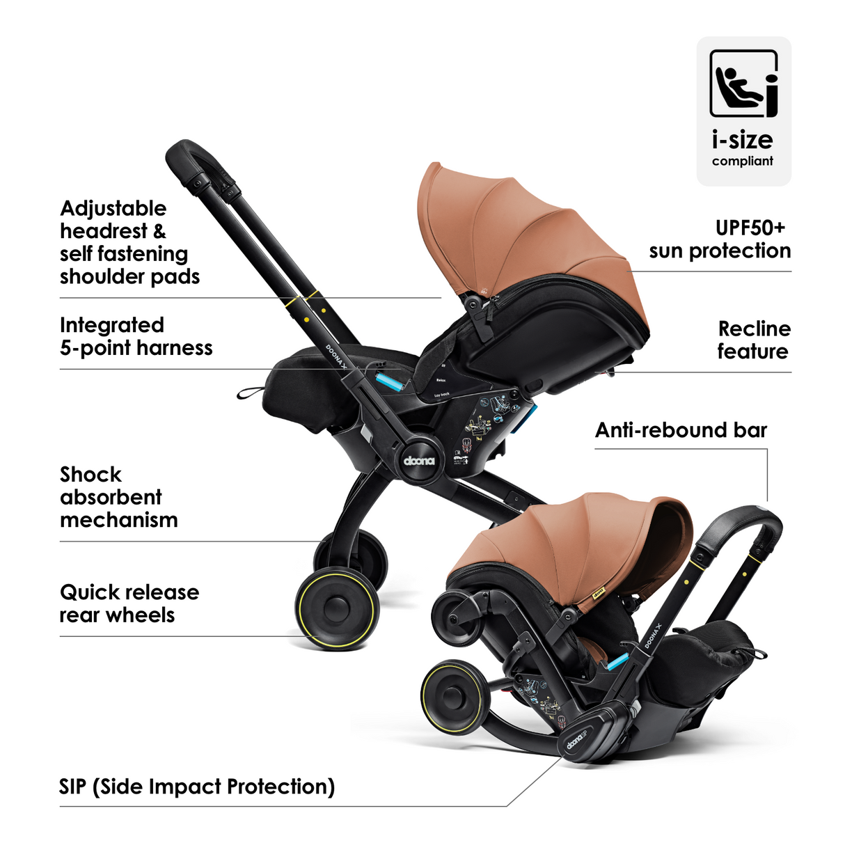 Doona X Reclining Infant Car Seat Stroller - Terracotta