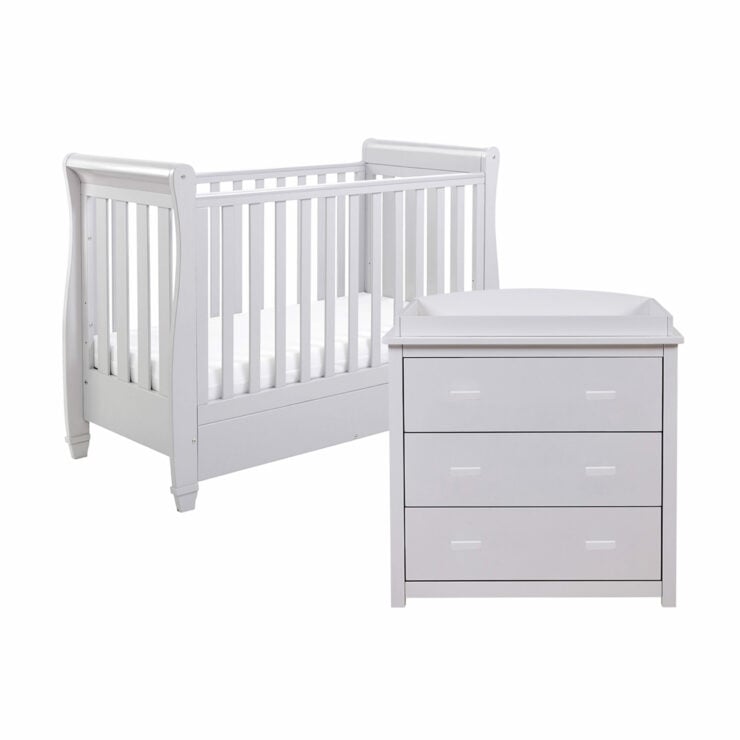Babymore Eva 2 Piece Nursery Furniture Set with Cot Bed and Dresser - Grey