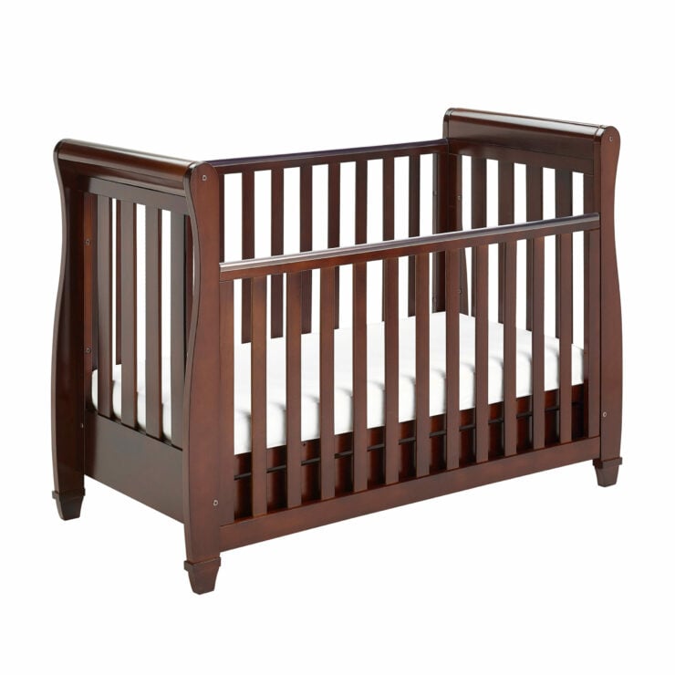Babymore Eva Sleigh Drop Side Cot Bed with Under Drawer - Brown
