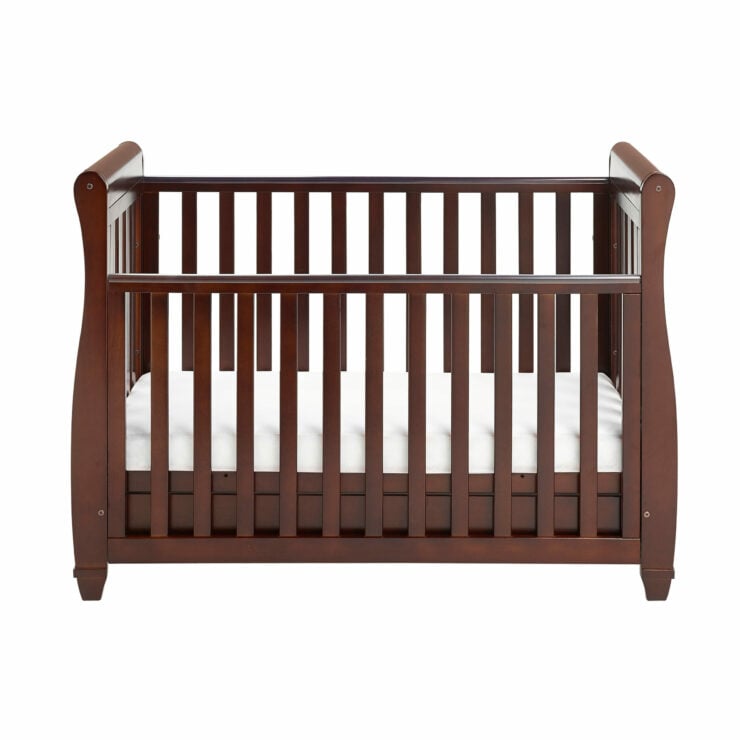 Babymore Eva Sleigh Drop Side Cot Bed with Under Drawer - Brown