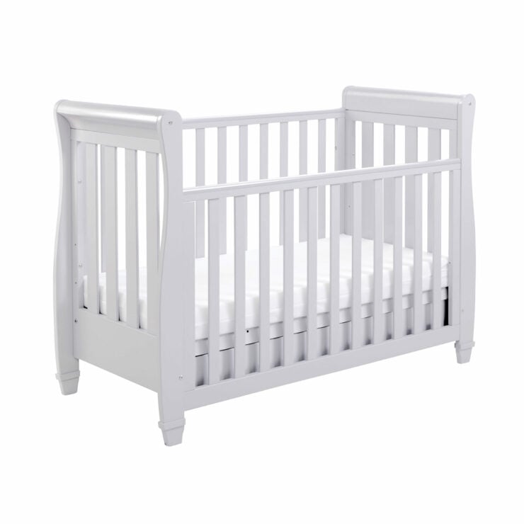 Babymore Eva Sleigh Drop Side Cot Bed with Under Drawer - Grey