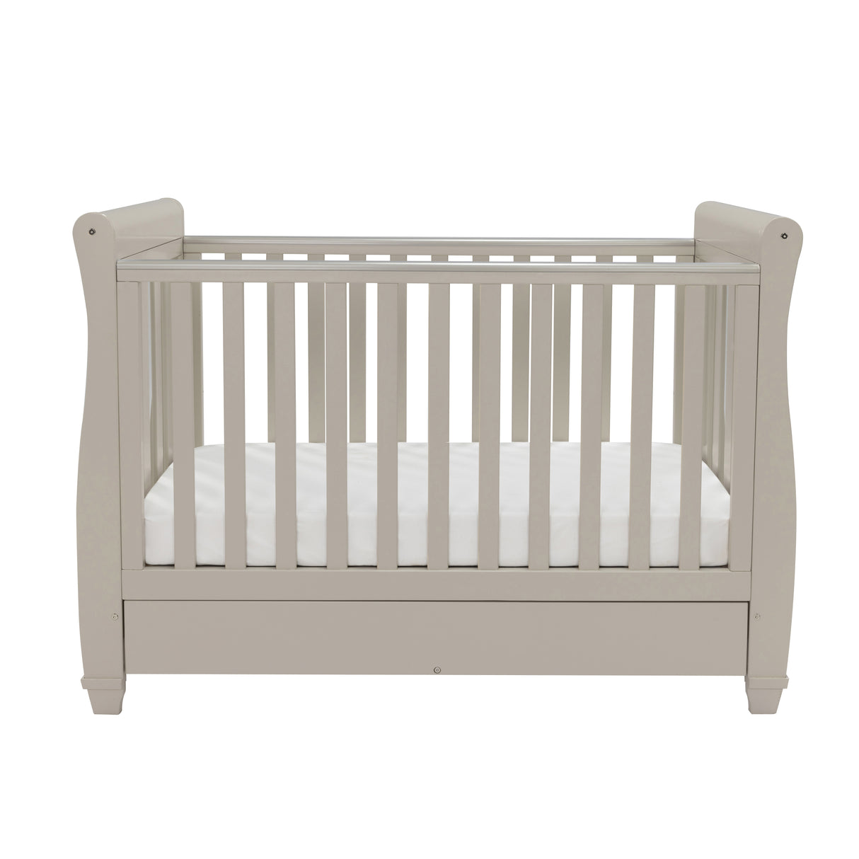 Babymore Eva Sleigh Drop Side Cot Bed with Under Drawer - Cashmere