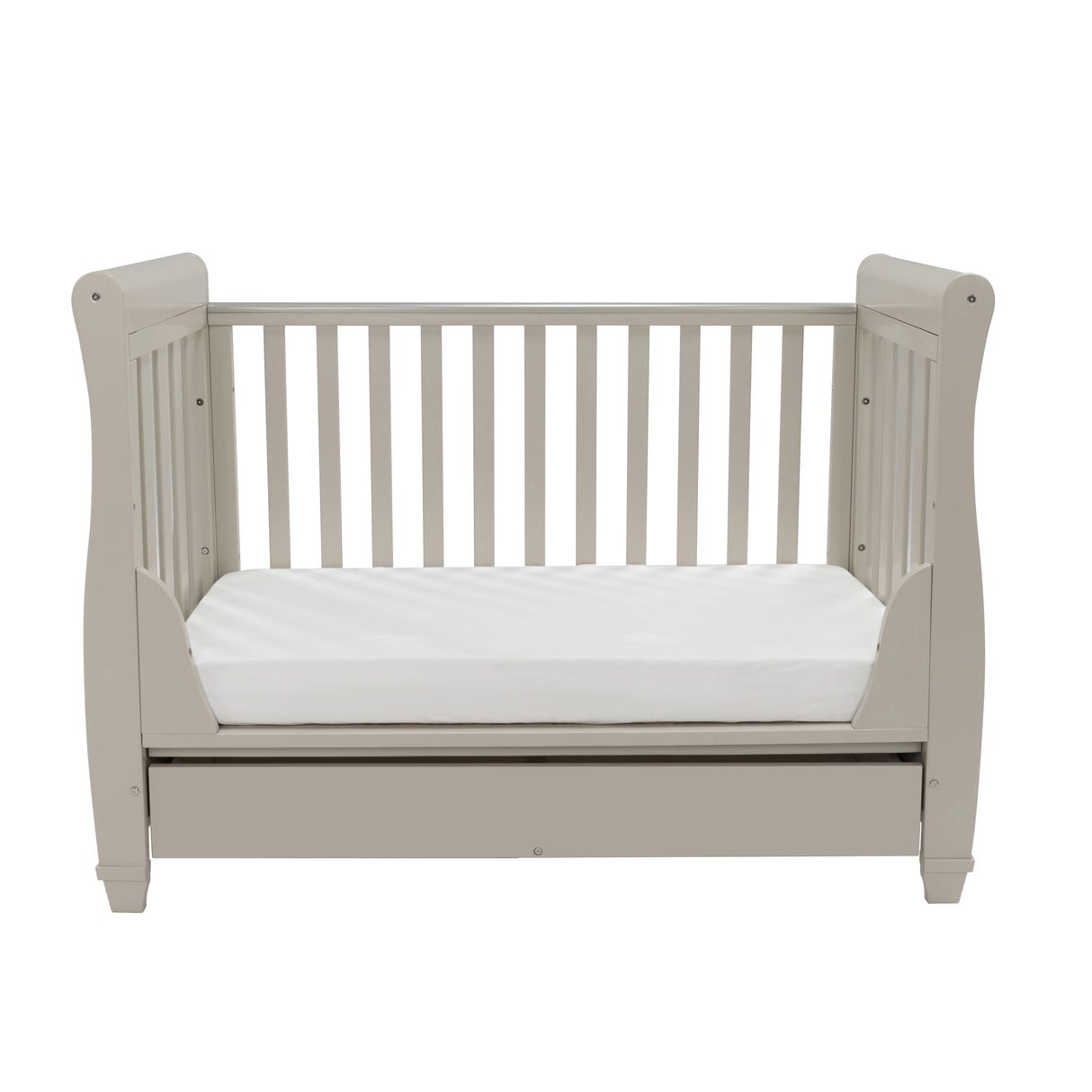 Babymore Eva Sleigh Drop Side Cot Bed with Under Drawer - Cashmere