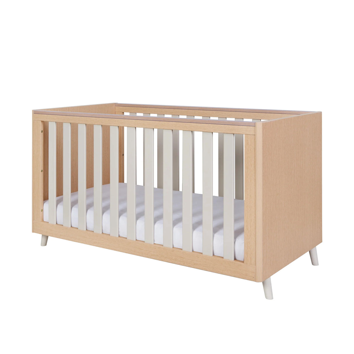 Tutti Bambini Fika 2 Piece Nursery Furniture Set with Cot Bed & Dresser - White Sand & Light Oak