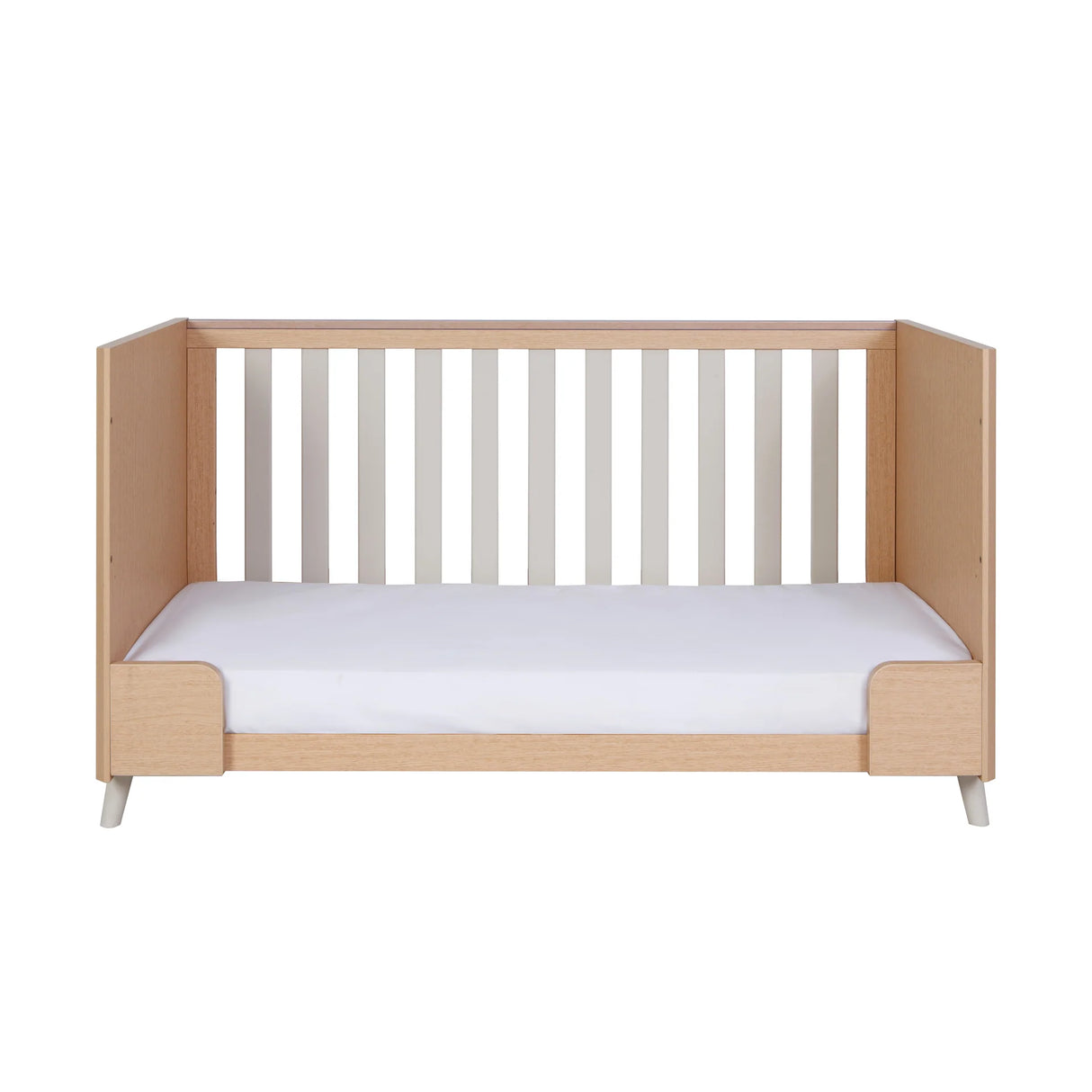 Tutti Bambini Fika 3 Piece Nursery Furniture Set with Cot Bed, Dresser & Wardrobe - White Sand & Light Oak