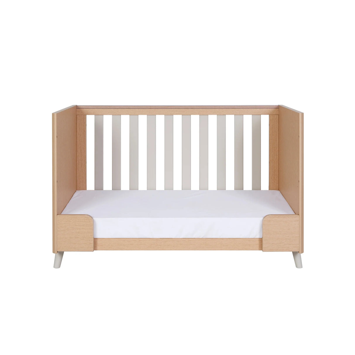 Tutti Bambini Fika Mini 2 Piece Nursery Furniture Set with Cot Bed & Dresser - White Sand & Light Oak