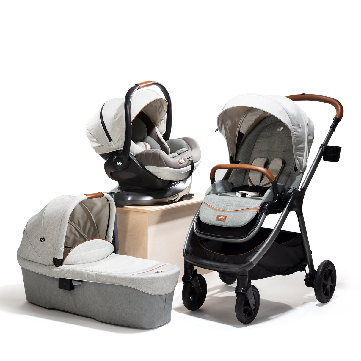 Joie Finiti Flex Travel Ready System with i-Level Car Seat and ISOFIX Base - Oyster