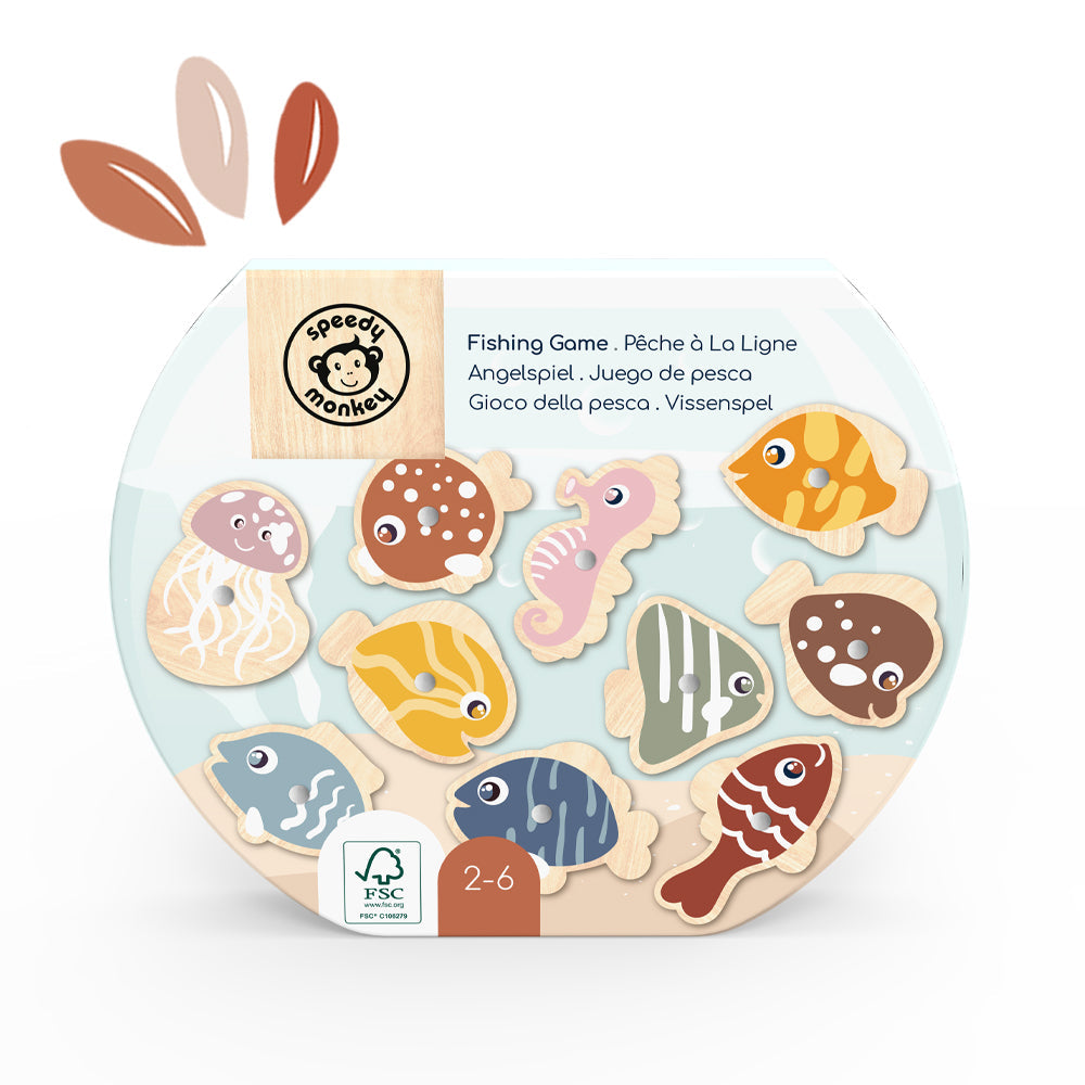 Speedy Monkey Wooden Magnetic Fishing Game