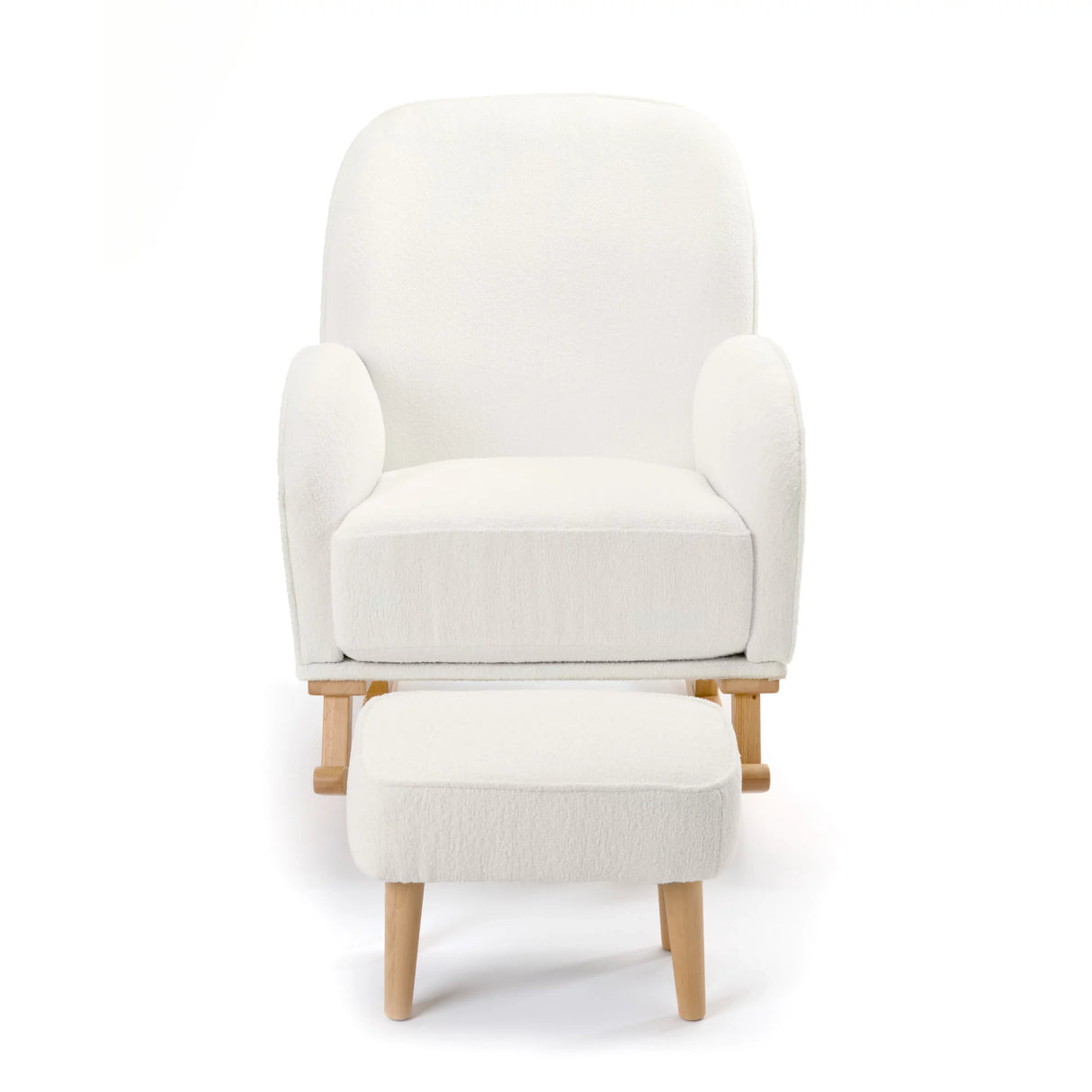 Babymore Freya Nursing Rocking Chair & Foot Stool – Off White Bouclé